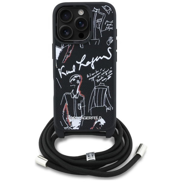 Etui Karl Lagerfeld Crossbody Grained    Pattern & Logo do iPhone 16 Pro Max czarny