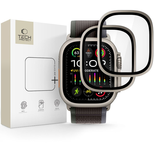 SZKŁO HARTOWANE TECH-PROTECT GLASS RING 2-PACK APPLE WATCH ULTRA 1 / 2 / 3 (49 MM) TITANIUM