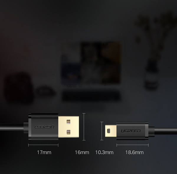 UGREEN CABLE USB - MINI USB 480 MBPS CABLE 1.5 M BLACK (US132 10385)