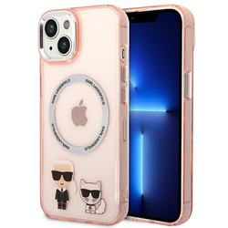 KARL LAGERFELD KLHMP14SHKCP IPHONE 14 / 15 / 13 6,1" HARDCASE RÓŻOWY/PINK KARL & CHOUPETTE ALUMINIUM MAGSAFE
