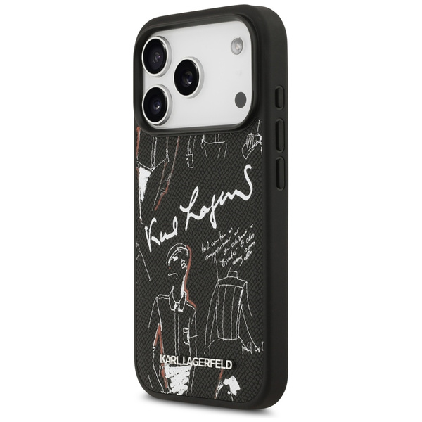 Etui Karl Lagerfeld Grained Pattern &    Logo MagSafe do iPhone 17 Pro czarny