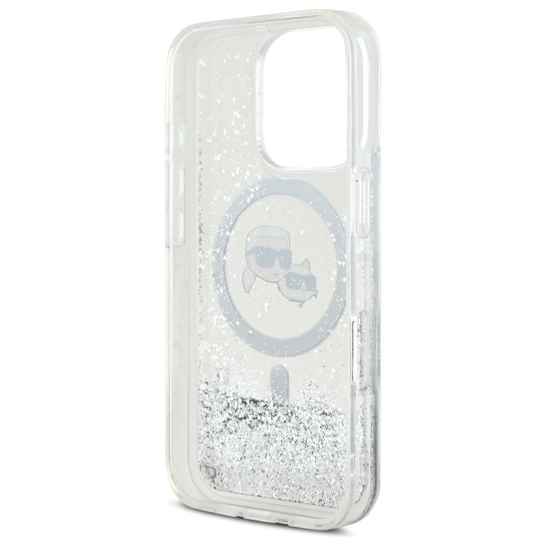 Karl Lagerfeld KLHMP16LLGKCSGH iPhone 16 Pro 6.3" hardcase transparent Liquid Glitter Karl&Choupette Head Magsafe