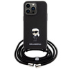 Etui Karl Lagerfeld Crossbody Saffiano Monogram Metal Pin Karl & Choupette na iPhone 15 Pro Max - czarne