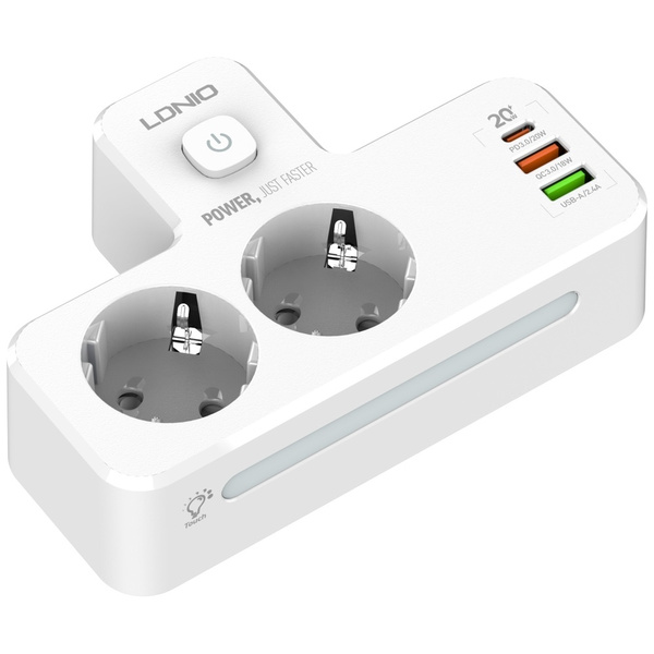 Listwa zasilająca Beline                 z podświetleniem LED 2xUSB-A/USB-C/2xAC biały