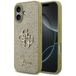 Etui Guess Fixed Glitter Big 4G do iPhone 17 złoty