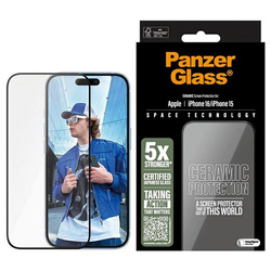 PanzerGlass Ceramic Screen Protector iPhone 16 / 15 6.1" Ultra-Wide Fit 2853