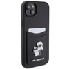 Karl Lagerfeld Saffiano Cardslot Karl&amp;Choupette Metal Pin case for iPhone 15 - black
