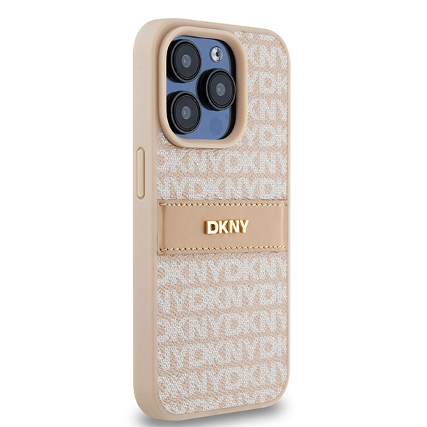 DKNY DKHCP15LPRTHSLP iPhone 15 Pro6.1" różowy/pink hardcase Leather Mono Stripe & Metal Logo