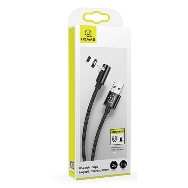 USAMS Kabel USB-A/Lightning 1mkątowy magnetyczny U54 czarny/black SJ444USB01 (US-SJ444)