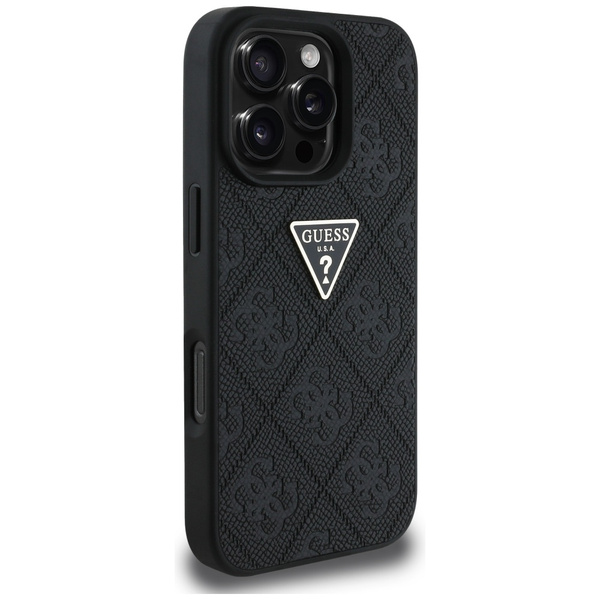 Etui Guess Hot Stamp 4G Pattern Triangle Metal Logo do iPhone 16 Pro czarny