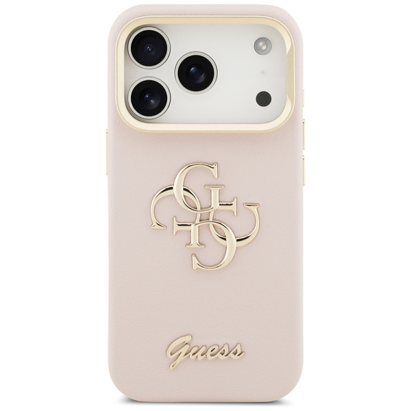 Etui Guess Grained Big 4G & Stand Camera do iPhone 17 Pro różowy