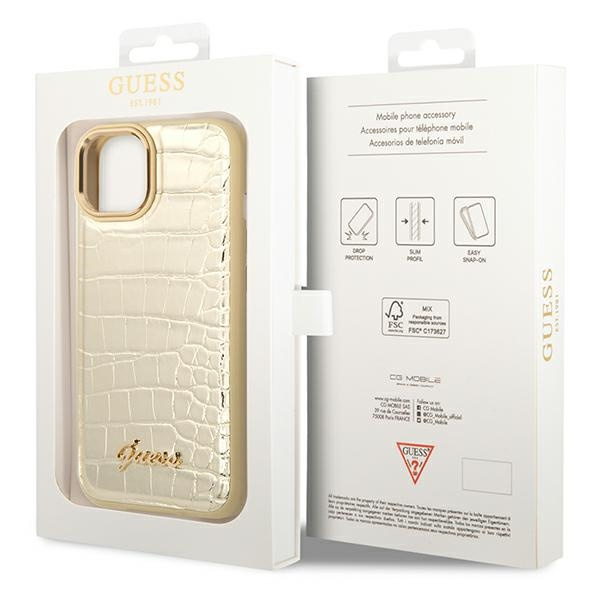 Guess GUHCP14MHGCRHD iPhone 14 Plus / 15 Plus 6.7" złoty/gold hardcase Croco Collection