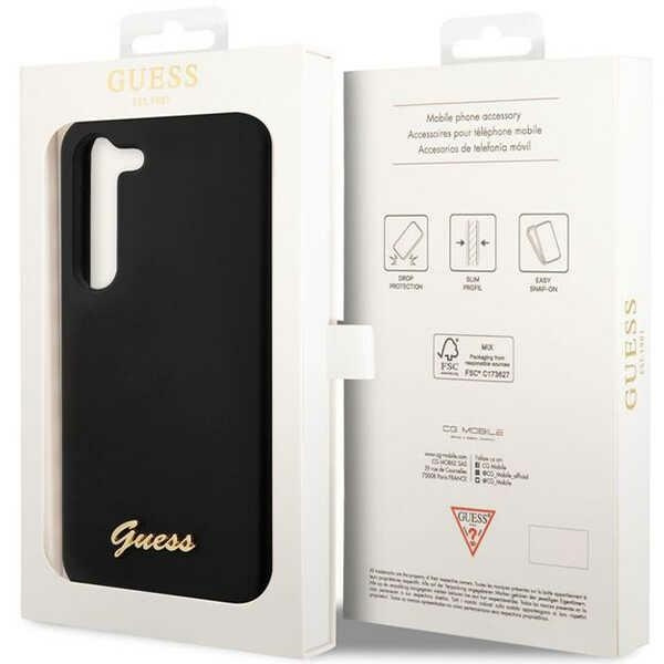 Guess GUHCS23SSLSMK S23 S911czarny/black hardcase Silicone Vintage Gold Logo