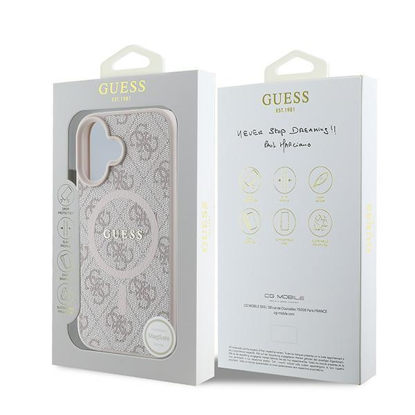 Guess GUHMP16MG4GFRP iPhone 16 Plus 6.7" różowy/pink hardcase 4G Ring Classic Logo MagSafe