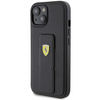 Etui Ferrari Grip Stand Metal Logo na iPhone 15 - czarne