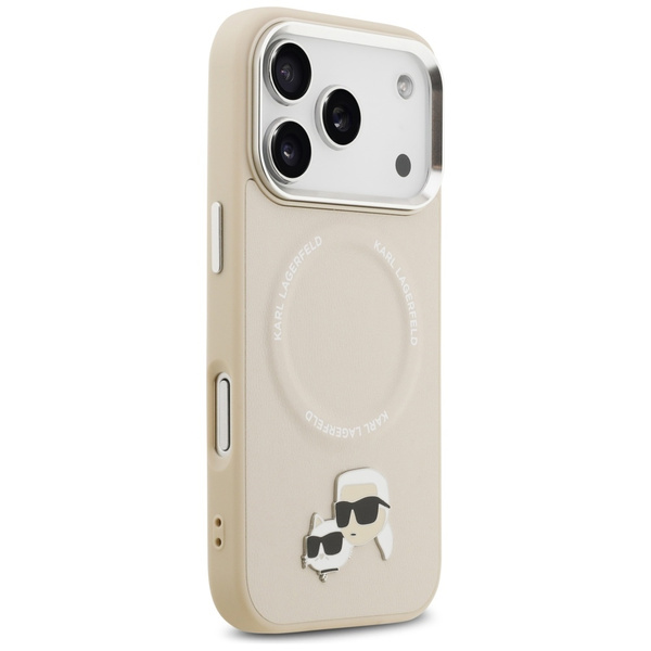 Etui Karl Lagerfeld Karl & Choupette     Pins MagSafe do iPhone 17 Pro Max beżowy