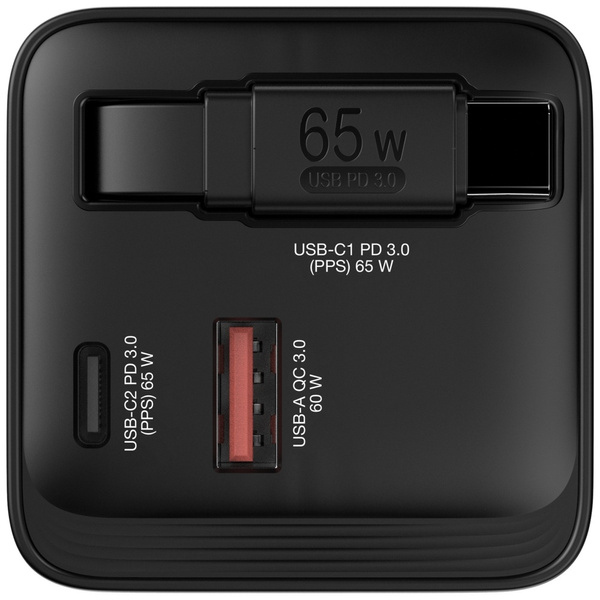 Verbatim Ładowarka sieciowa GaN 65W      2xUSB-C/USB-A + Adapter EU/UK/US czarny/black 32217