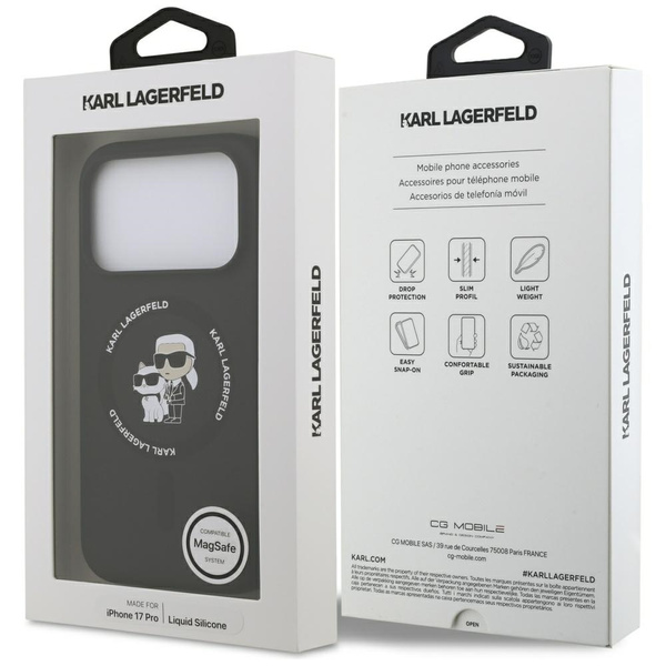Etui Karl Lagerfeld Silicone             Karl&Choupette Ring MagSafe do iPhone 17 Pro czarny