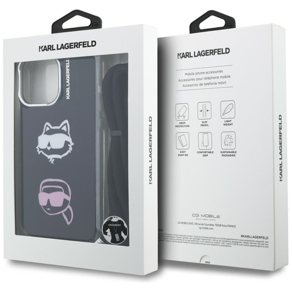 Etui Karl Lagerfeld IML Crossbody        Karl&Choupette Head do iPhone 16 Pro czarny