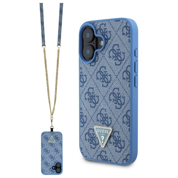 Guess GUHCP16SP4TDSCPB iPhone 16 6.1" niebieski/blue hardcase Leather Metal Logo Strass Crossbody