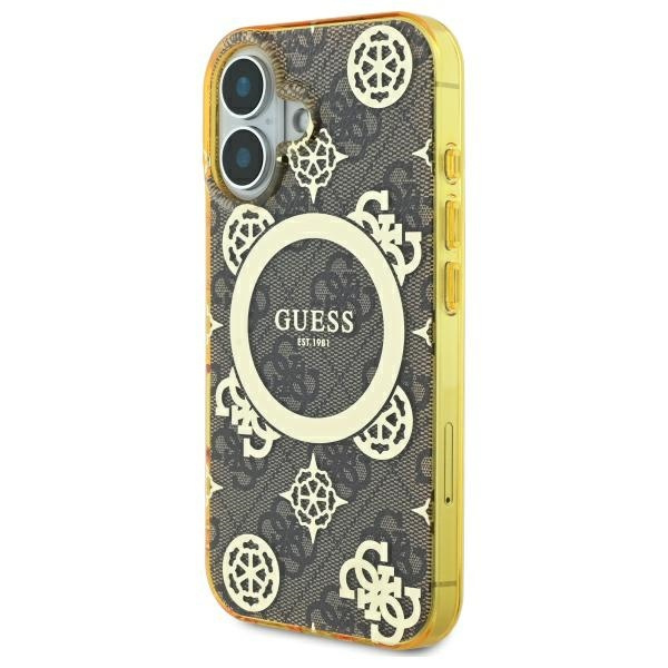 Guess GUHMP16SH4PYEEW iPhone 166.1" brązowy/brown hardcase IML Peony On 4G Background MagSafe
