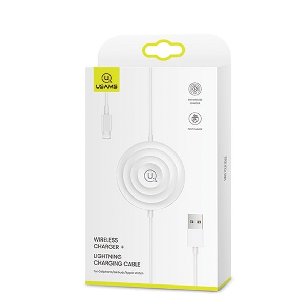 USAMS Ład. indukcyjna US-CC096 10Wz kablem lightning biały/white CC96WH02