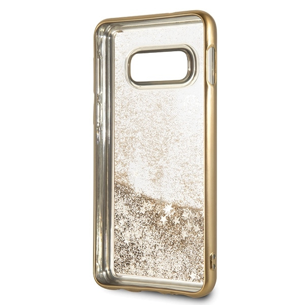 Guess GUHCS10LPEOLGGO S10e G970 złoty/gold hard case 4G Peony Liquid Glitter