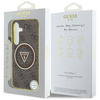 Etui Guess 4G Glitter Triangle Buttons   MagSafe do Samsung Galaxy S25 brązowy