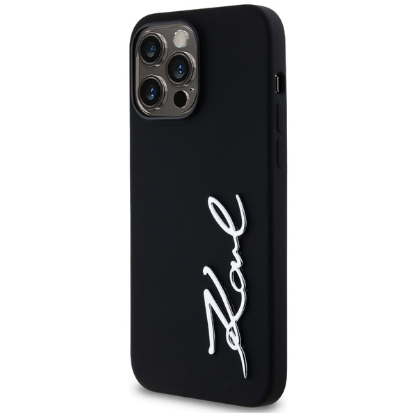 Etui Karl Lagerfeld Silicone Metal        Script Logo do iPhone 14 Pro Max czarny