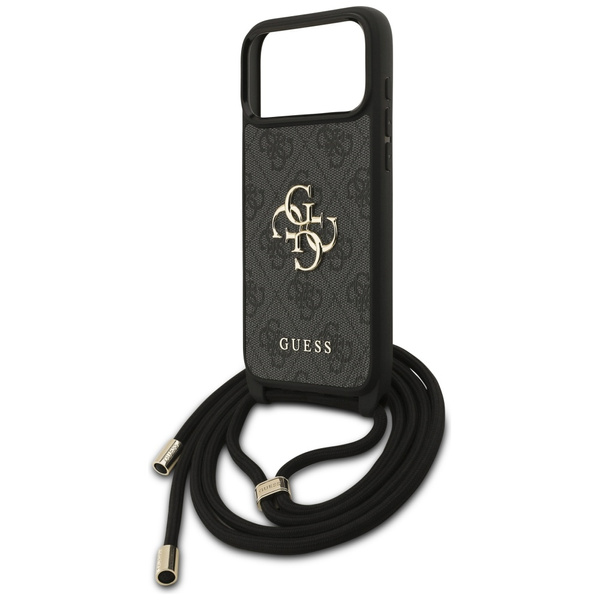 Etui Guess 4G Big Logo Cord Stap         Crossbody do iPhone 17 Pro Max czarny