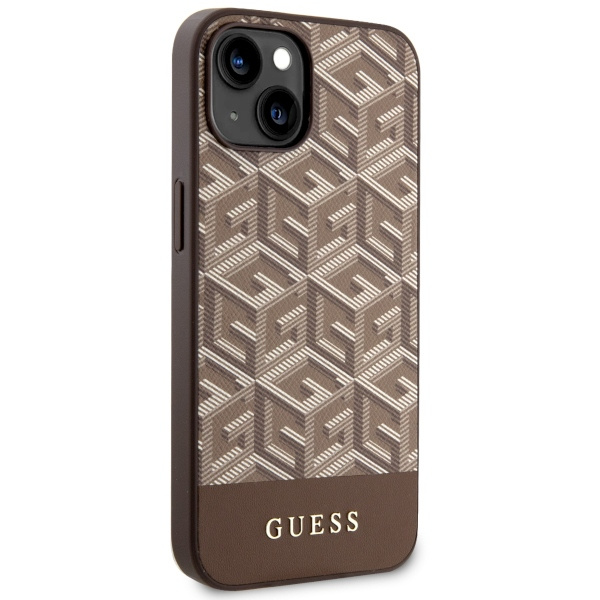 Guess GUHMP14SHGCFSEW iPhone 14 / 15 /13 6.1" brązowy/brown hardcase GCube Stripes MagSafe