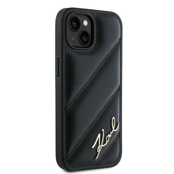KARL LAGERFELD KLHCP13MPQDSMGK IPHONE 13 6.1" BLACK/BLACK HARDCASE DIAGONAL QUILTED SCRIPT
