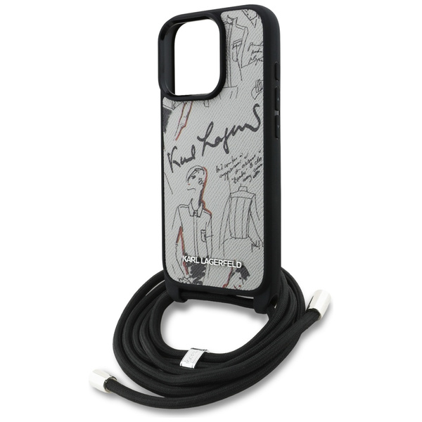 Etui Karl Lagerfeld Crossbody Grained    Pattern & Logo do iPhone 16 Pro Max szary