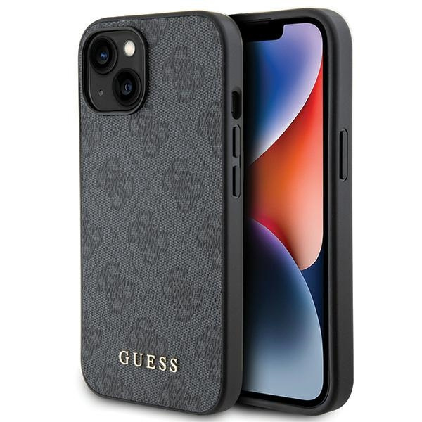 Guess GUHCP15SG4GFGR iPhone 15 / 14 / 13 6.1" szary/grey hard case 4G Metal Gold Logo