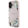 Etui Guess Grained Printed Flower        Pattern MagSafe do iPhone 16 różowy