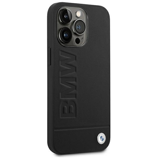 Etui BMW Leather Stamp na iPhone 14 Pro Max - czarne