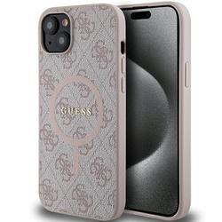 GUESS GUHMP15SG4GFRP IPHONE 15/14/13 6.1 "PINK / PINK HARDCASE 4G COLLECTION LEATHER METAL MAGSAFE LOGO