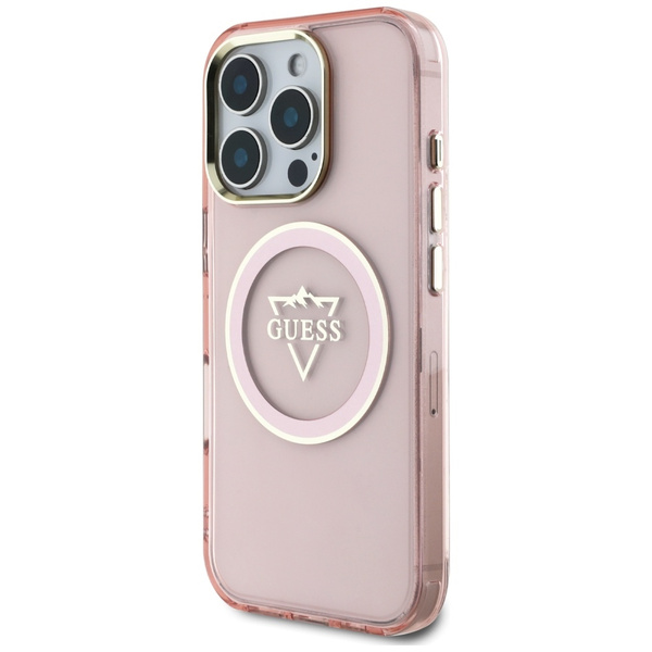 Etui Guess IML Metal Mountain Logo       MagSafe do iPhone 16 Pro Max różowy