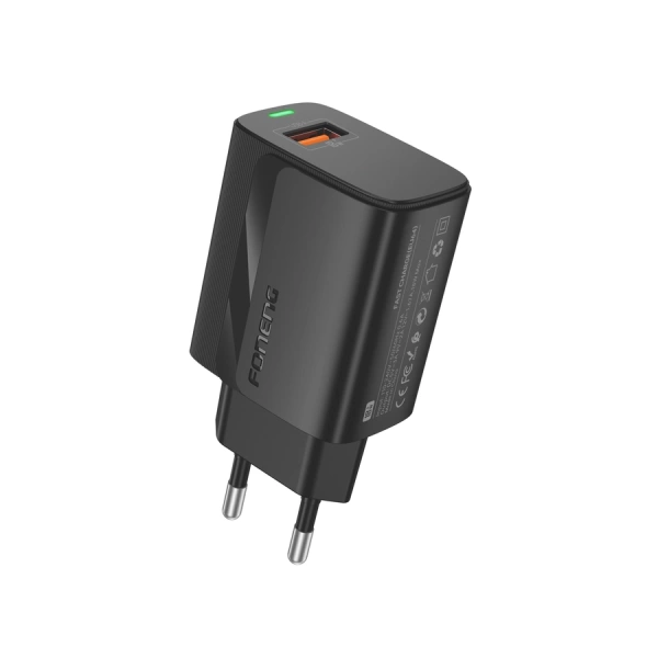 FONENG wall charger EU64 18W 1xUSB QC3.0 + cable USB-C Black