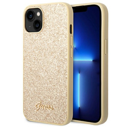Guess GUHCP14MHGGSHD iPhone 14 Plus/ 15 Plus 6.7" złoty/gold hard case Glitter Script