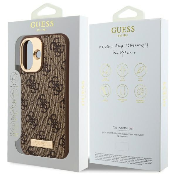 Guess GUHMP16MU4GPRW iPhone 16 Plus 6.7" brązowy/brown hardcase 4G Logo Plate MagSafe