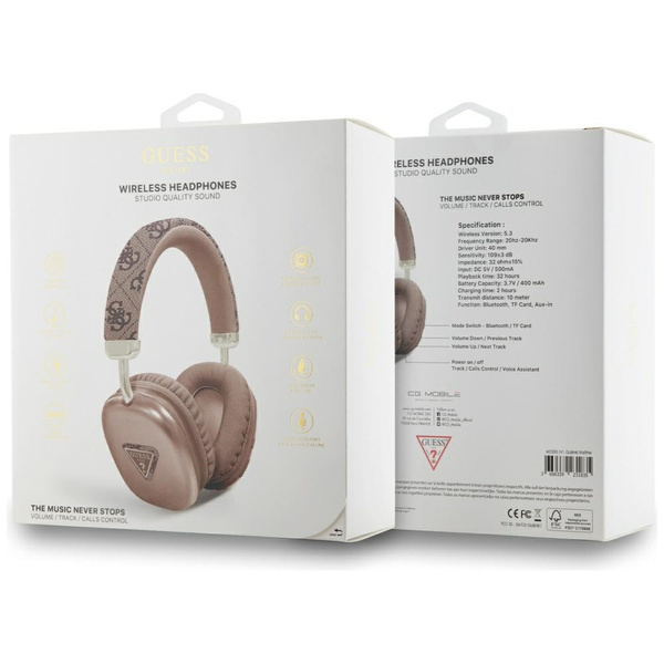 Słuchawki nauszne Guess Bluetooth 5.3 4G Triangle Logo brązowy