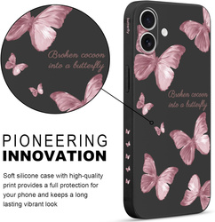 Etui Pnakqil silikonowe iPhone 17 Pro, czarne z nadrukiem motyle pudełko