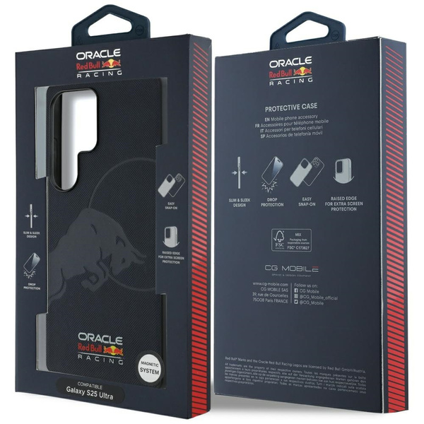 Etui Red Bull Leather Meshed Debossed Bull MagSafe do Samsung Galaxy S25 Ultra granatowy