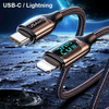 USAMS Kabel pleciony U78 USB-C naLightning LED 1.2m 20W PD Fast Charge biały/white SJ545USB02 (US-SJ545)