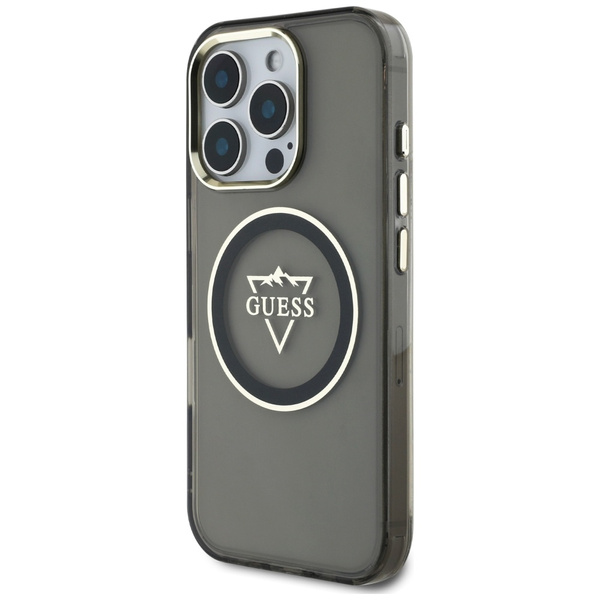 Etui Guess IML Metal Mountain Logo       MagSafe do iPhone 16 Pro Max czarny