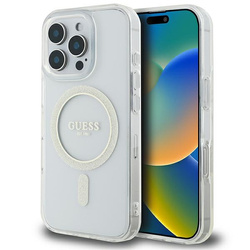 Guess GUHMP16XHFGERET iPhone 16 ProMax 6.9" przeźroczysty/transparent hardcase IML Glitter Circle MagSafe