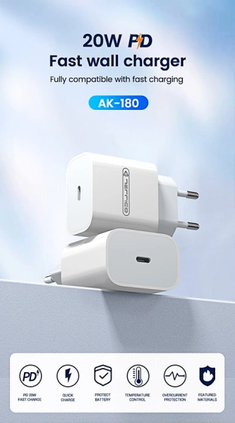 JELLICO ładowarka sieciowa AK180 PD 20W 1xUSB-C Biały