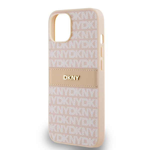 DKNY DKHCP14SPRTHSLP iPhone 14 / 15 / 136.1" różowy/pink hardcase Leather Mono Stripe & Metal Logo