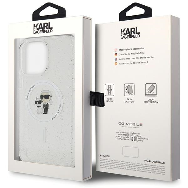 Karl Lagerfeld KLHMP14XHGKCNOT case for iPhone 14 Pro Max 6.7" - transparent hardcase Karl&amp;Choupette Glitter MagSafe